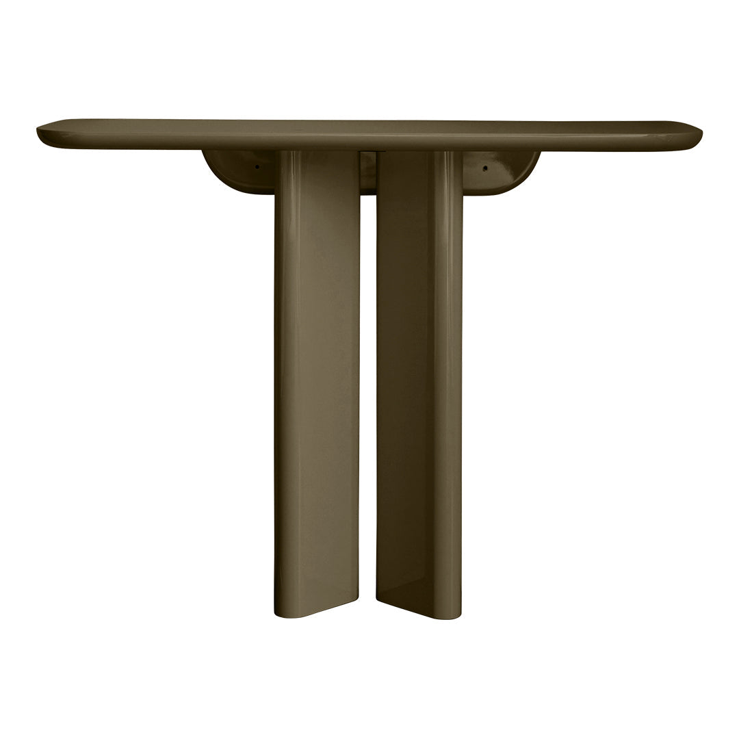 Console moderne en bois laqué au design symétrique pour couloir ou chambre