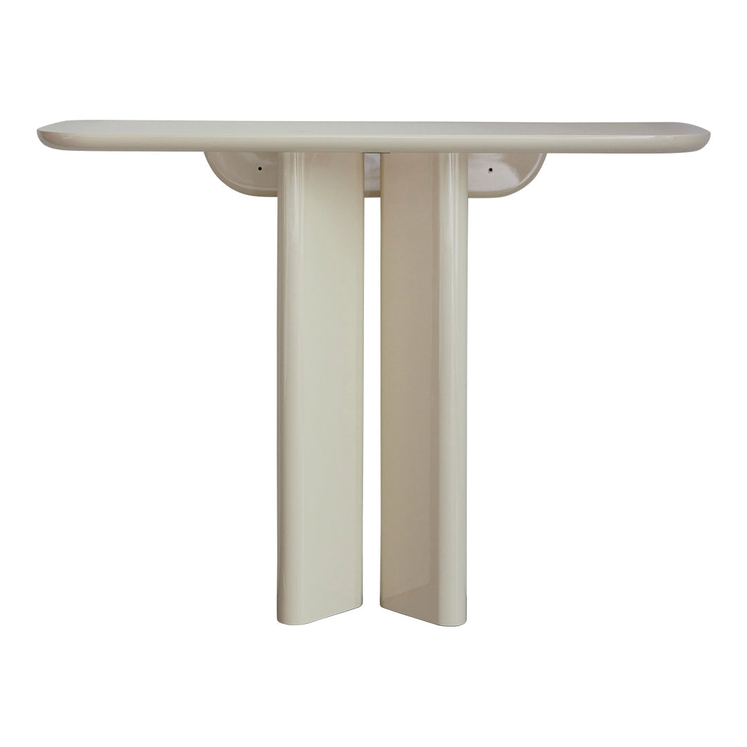 Console moderne en bois laqué au design symétrique pour couloir ou chambre