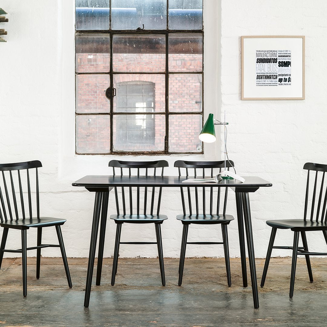 Chaise de salle à manger rétro en bois massif avec dossier bar poli à la main