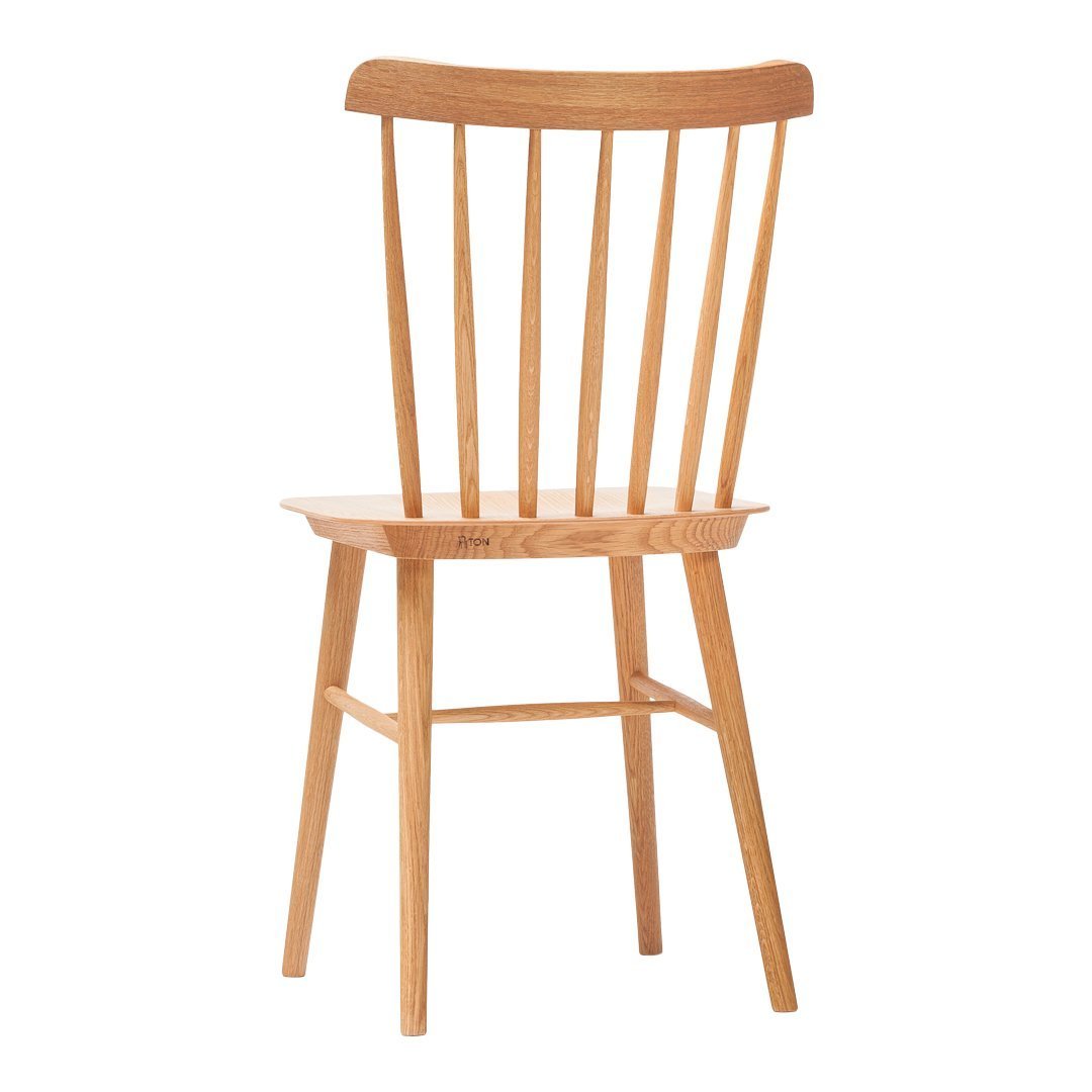 Chaise de salle à manger rétro en bois massif avec dossier bar poli à la main