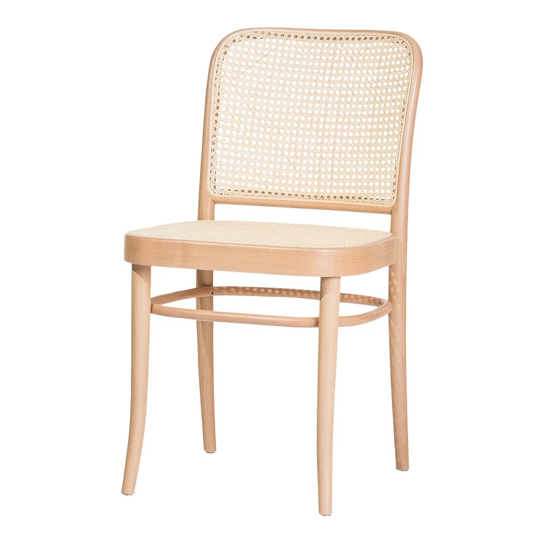 Chaise de salle à manger Art Nouveau en bois courbé et cannage, design inspiré de Hoffman