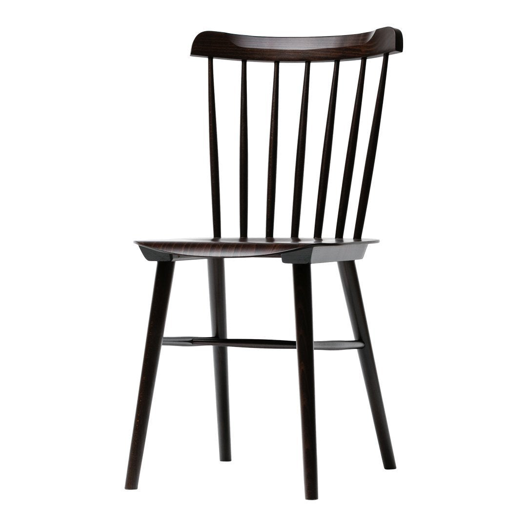 Chaise de salle à manger rétro en bois massif avec dossier bar poli à la main