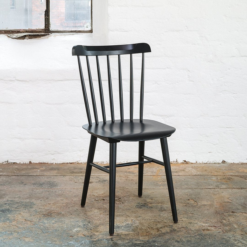 Chaise de salle à manger rétro en bois massif avec dossier bar poli à la main