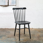 Chaise de salle à manger rétro en bois massif avec dossier bar poli à la main