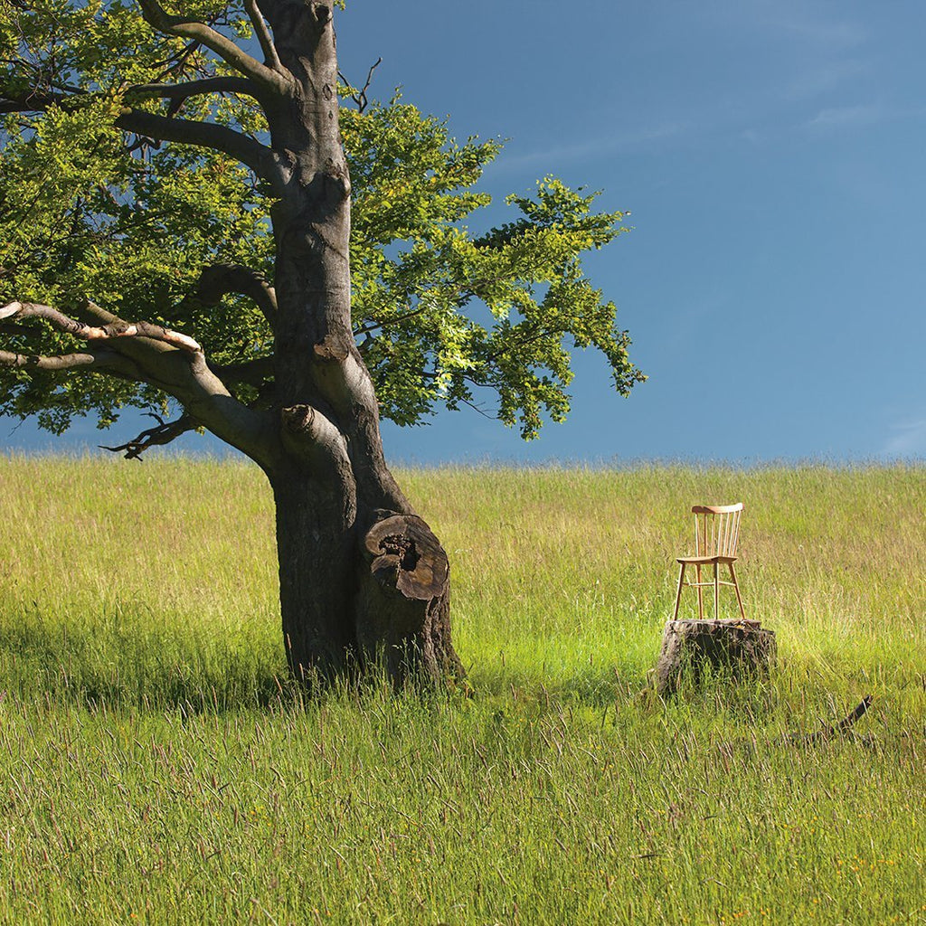 Chaise de salle à manger rétro en bois massif avec dossier bar poli à la main