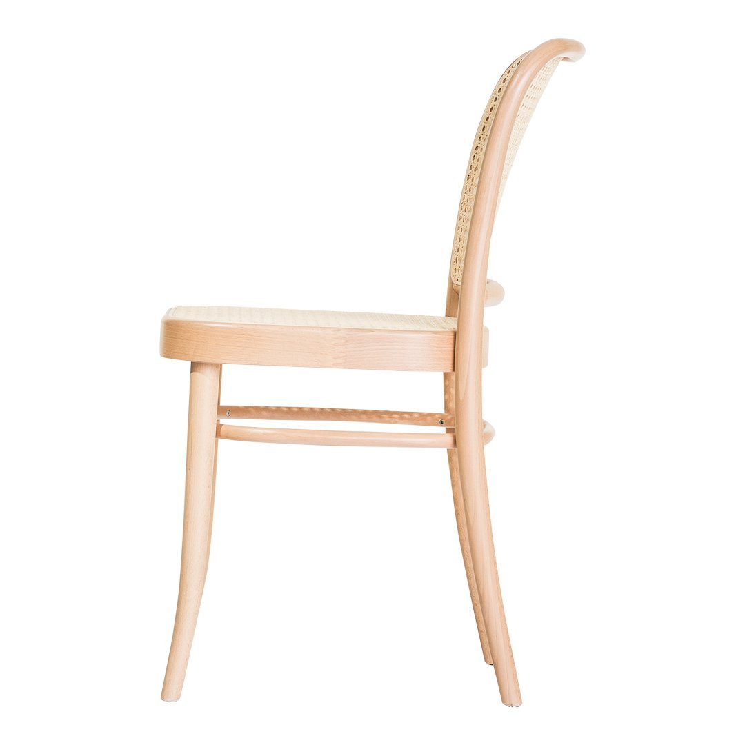 Chaise de salle à manger Art Nouveau en bois courbé et cannage, design inspiré de Hoffman