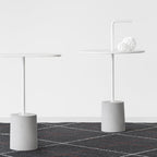 Table d'appoint contemporaine avec base en marbre ou béton et plateau en stratifié pour salon ou bureau