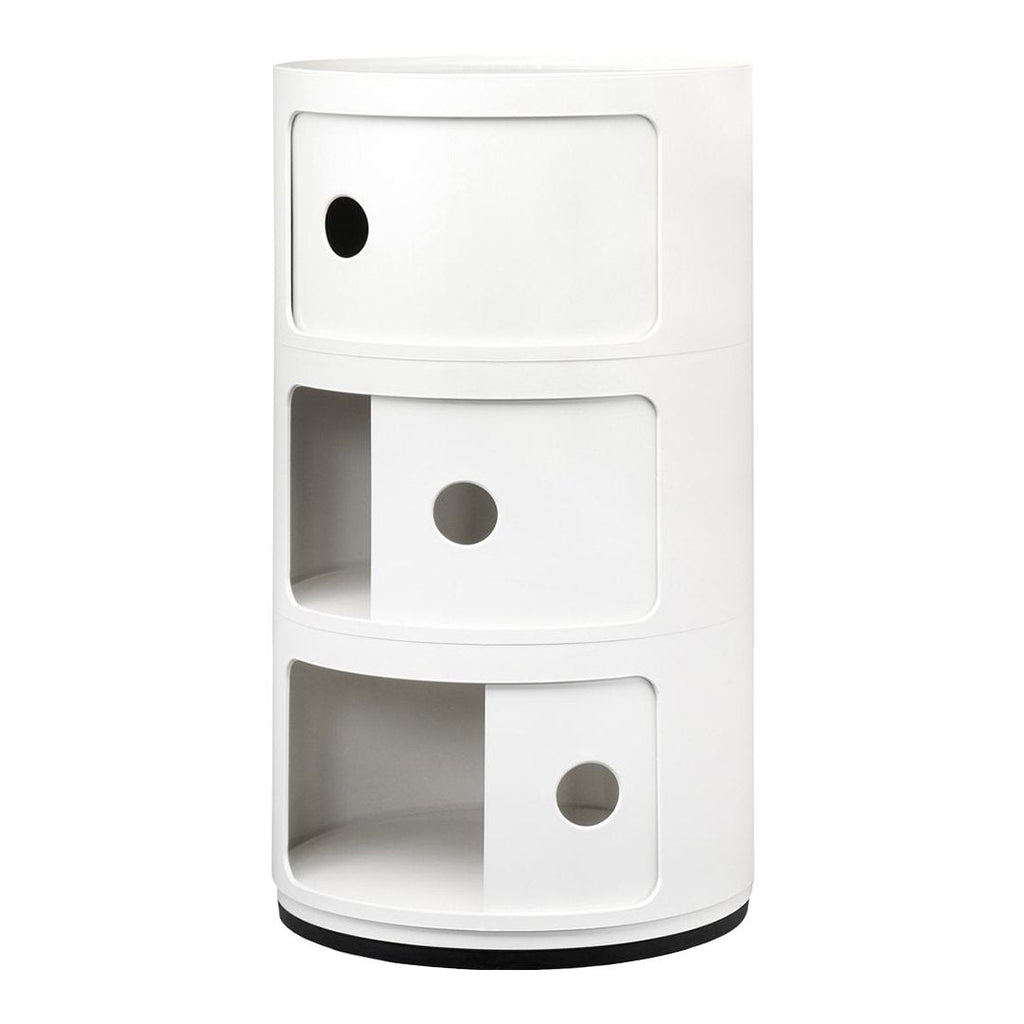Tour de rangement empilable modulaire en plastique avec conception multi-portes rondes pour chambre ou salon