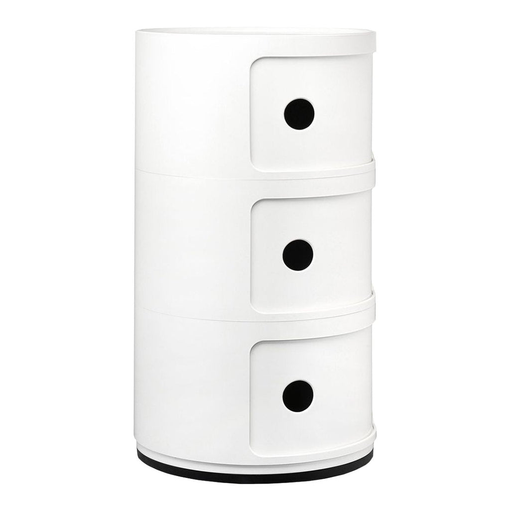 Tour de rangement empilable modulaire en plastique avec conception multi-portes rondes pour chambre ou salon