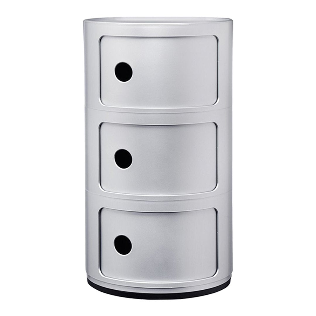 Tour de rangement empilable modulaire en plastique avec conception multi-portes rondes pour chambre ou salon