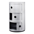 Tour de rangement empilable modulaire en plastique avec conception multi-portes rondes pour chambre ou salon