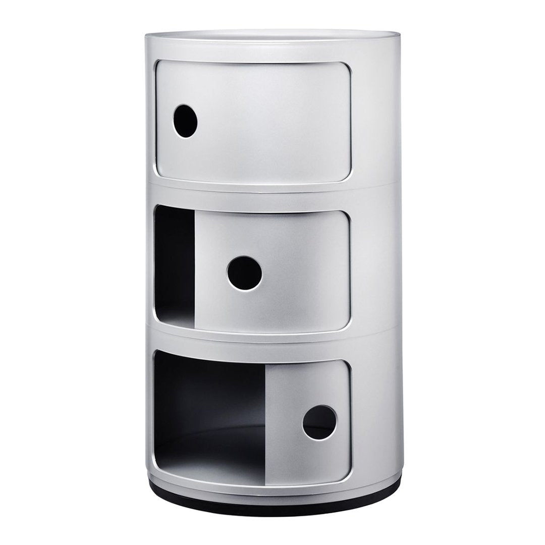 Tour de rangement empilable modulaire en plastique avec conception multi-portes rondes pour chambre ou salon