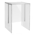 Table d'appoint et tabouret minimalistes en plastique transparent à forme géométrique monolithique pour le salon
