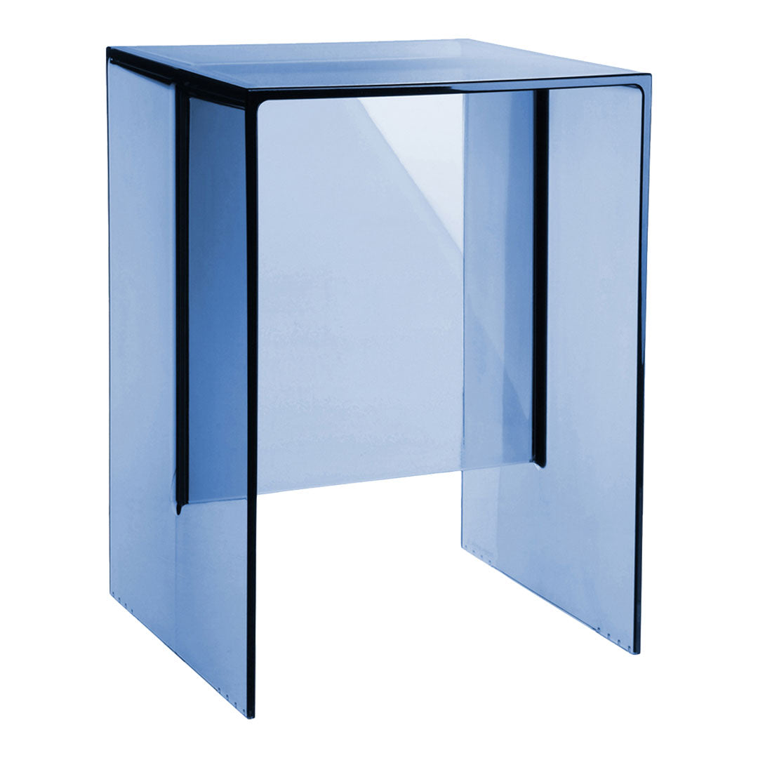 Table d'appoint et tabouret minimalistes en plastique transparent à forme géométrique monolithique pour le salon