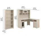 Bureau en L 60 W avec huche et bibliothèque 5 étagères