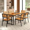 Table de salle à manger d'extérieur pour 6 avec cadre en métal et trou pour parasol