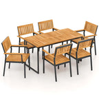 Table de salle à manger d'extérieur pour 6 avec cadre en métal et trou pour parasol