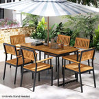 Table de salle à manger d'extérieur pour 6 avec cadre en métal et trou pour parasol