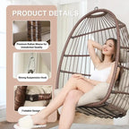Chaise œuf suspendue de luxe sans support, pour l'intérieur, chaise œuf d'extérieur sans support de 158 kg, chaise balançoire œuf sans support