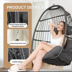 Chaise œuf suspendue de luxe sans support, pour l'intérieur, chaise œuf d'extérieur sans support de 158 kg, chaise balançoire œuf sans support