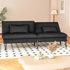 Canapé Futon Convertible, Canapé-lit Dossier Réglable sur 5 Angles avec 2 Oreillers, Fauteuil Inclinable Style Moderne