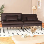Canapé Futon Convertible, Canapé-lit Dossier Réglable sur 5 Angles avec 2 Oreillers, Fauteuil Inclinable Style Moderne