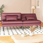Canapé Futon Convertible, Canapé-lit Dossier Réglable sur 5 Angles avec 2 Oreillers, Fauteuil Inclinable Style Moderne