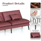Canapé Futon Convertible, Canapé-lit Dossier Réglable sur 5 Angles avec 2 Oreillers, Fauteuil Inclinable Style Moderne