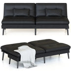 Canapé Futon Convertible, Canapé-lit Dossier Réglable sur 5 Angles avec 2 Oreillers, Fauteuil Inclinable Style Moderne