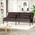Canapé Futon Convertible, Canapé-lit Dossier Réglable sur 5 Angles avec 2 Oreillers, Fauteuil Inclinable Style Moderne