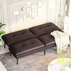 Canapé Futon Convertible, Canapé-lit Dossier Réglable sur 5 Angles avec 2 Oreillers, Fauteuil Inclinable Style Moderne