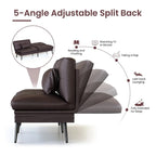 Canapé Futon Convertible, Canapé-lit Dossier Réglable sur 5 Angles avec 2 Oreillers, Fauteuil Inclinable Style Moderne