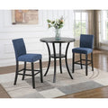 Table à manger de style moderne avec table de bar ronde et 2 chaises de bar cloutées
