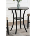 Table à manger de style moderne avec table de bar ronde et 2 chaises de bar cloutées