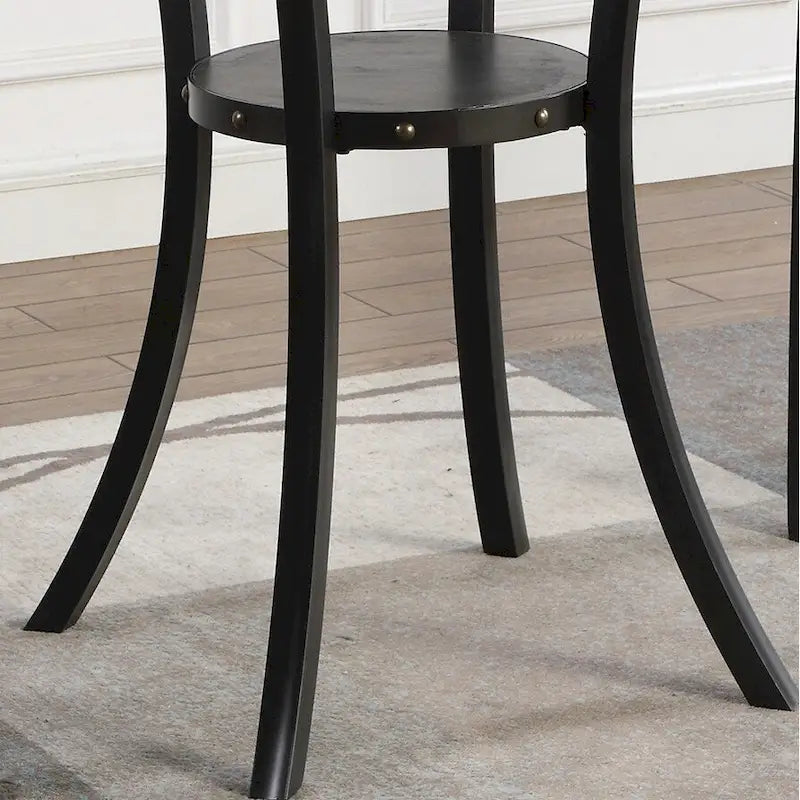 Table à manger de style moderne avec table de bar ronde et 2 chaises de bar cloutées