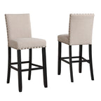 Table à manger de style moderne avec table de bar ronde et 2 chaises de bar cloutées