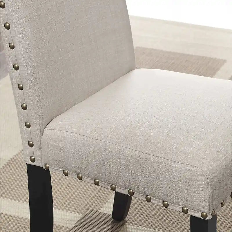 Table à manger de style moderne avec table de bar ronde et 2 chaises de bar cloutées