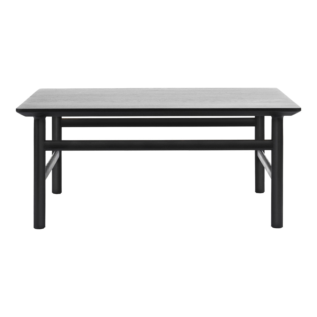 Table Basse Danoise Shaker en Chêne Massif avec Bords Biseautés et Pieds Ovales pour Salon