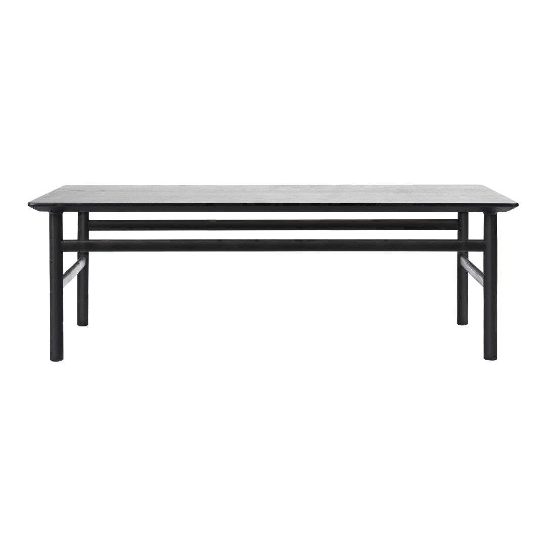 Table Basse Danoise Shaker en Chêne Massif avec Bords Biseautés et Pieds Ovales pour Salon