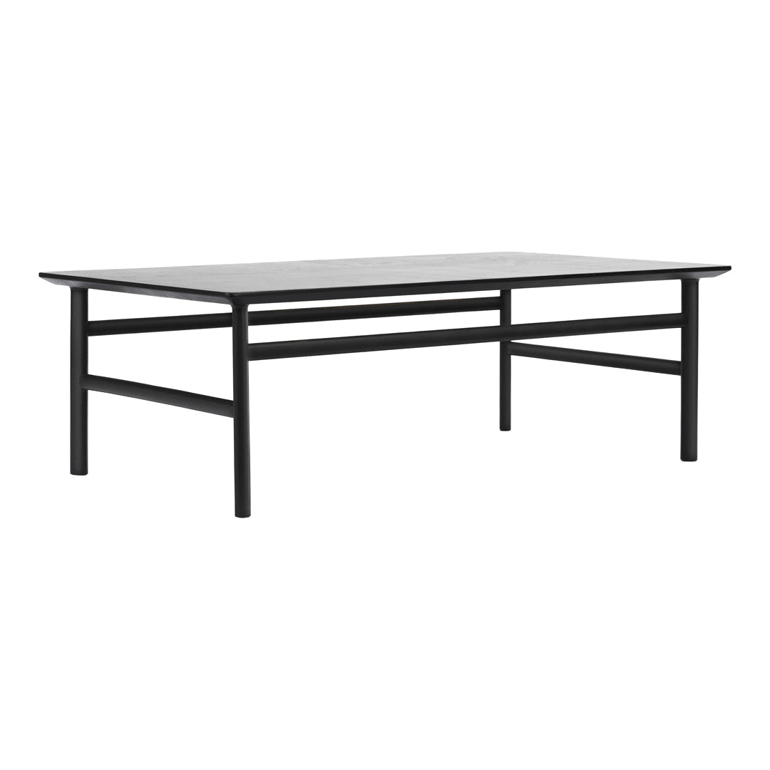 Table Basse Danoise Shaker en Chêne Massif avec Bords Biseautés et Pieds Ovales pour Salon