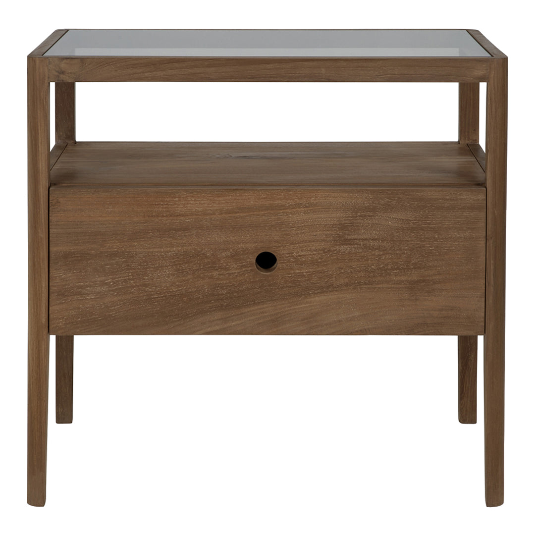 Table de chevet classique en bois massif avec barreaux inspirés des broches et tiroir unique pour chambre à coucher