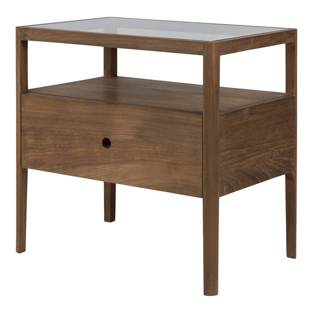 Table de chevet classique en bois massif avec barreaux inspirés des broches et tiroir unique pour chambre à coucher
