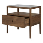 Table de chevet classique en bois massif avec barreaux inspirés des broches et tiroir unique pour chambre à coucher