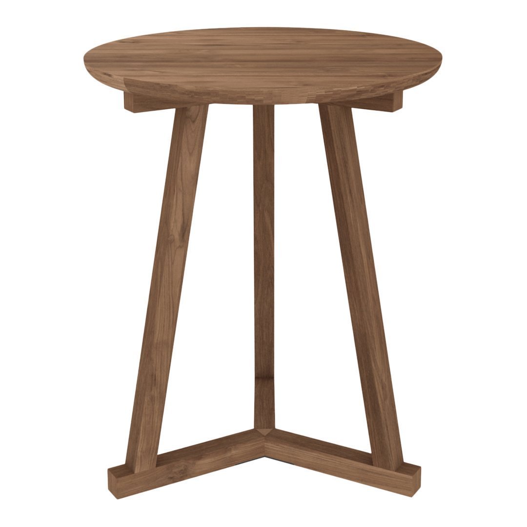 Table d'appoint trépied en bois contemporaine au design léger et polyvalent pour salon ou chambre à coucher