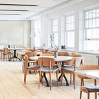 Chaise de salle à manger scandinave en chêne massif et placage stratifié, avec assise rembourrée