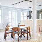 Chaise de salle à manger scandinave en chêne massif et placage stratifié, avec assise rembourrée