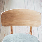 Chaise de salle à manger scandinave en chêne massif et placage stratifié, avec assise rembourrée