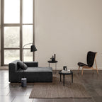 Fauteuil de salon scandinave en chêne massif avec dossier incurvé en forme d'oreille d'éléphant pour salon