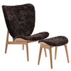 Fauteuil de salon scandinave en chêne massif avec dossier incurvé en forme d'oreille d'éléphant pour salon