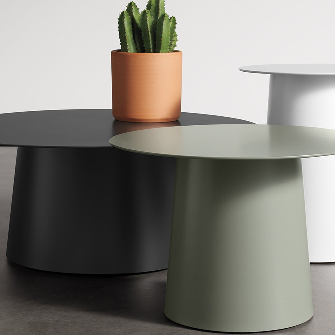 Table basse moderne tout temps avec forme ronde simple pour salon ou patio